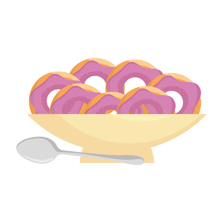 sweet donuts in dish bakery vector illustration designのイラスト素材