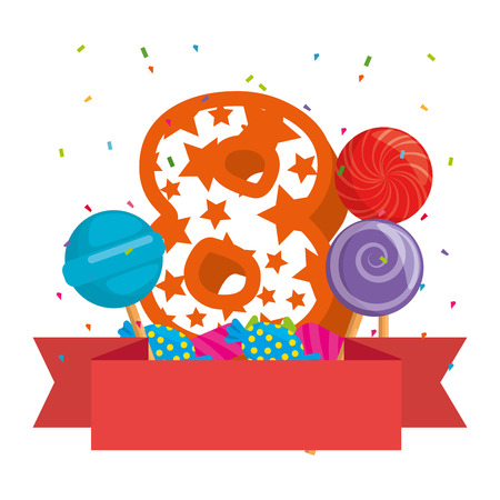 cute number eight with with candies vector illustration designのイラスト素材