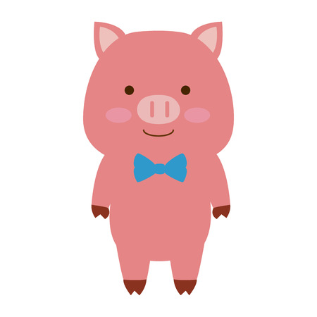 cute pig character icon vector illustration designのイラスト素材