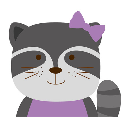 cute raccoon female character icon vector illustration designのイラスト素材