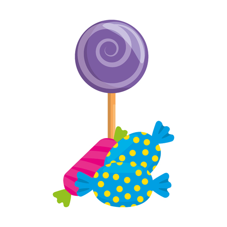 sweet lollipop and candies vector illustration designのイラスト素材