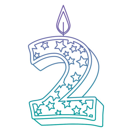 cute number two candle with stars pattern vector illustration designのイラスト素材