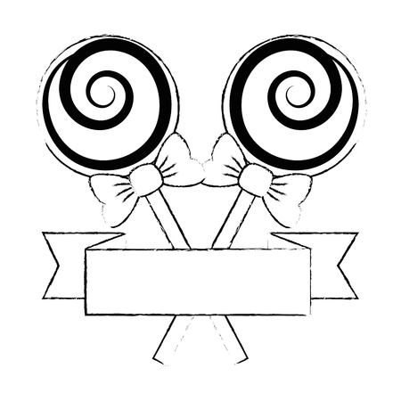 sweets lollipops with ribbon vector illustration designのイラスト素材