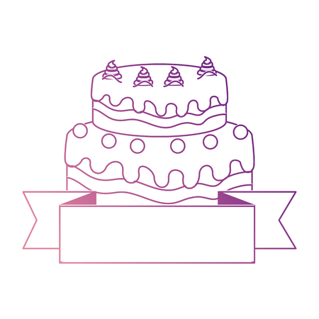 sweet and delicious cake with ribbon vector illustration designのイラスト素材