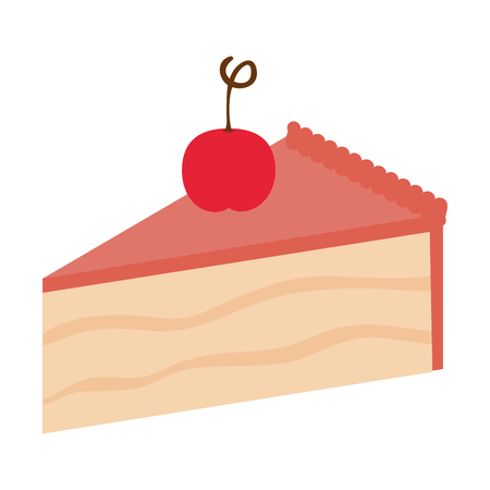 sweet and delicious cake portion with cherry vector illustration designのイラスト素材