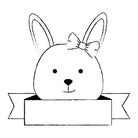cute female rabbit head character icon vector illustration designのイラスト素材