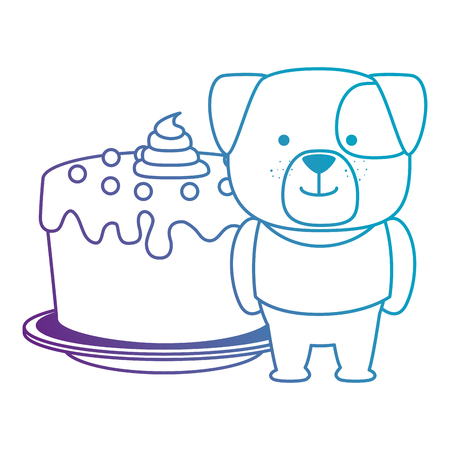 cute dog with sweet cake character vector illustration designのイラスト素材