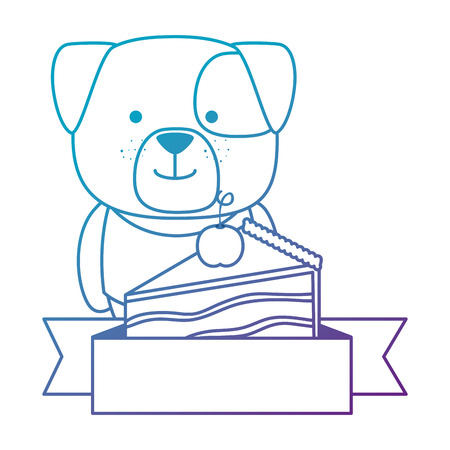 cute dog with cake portion character vector illustration designのイラスト素材