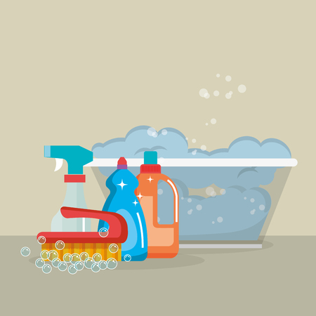 laundry service set products vector illustration designのイラスト素材