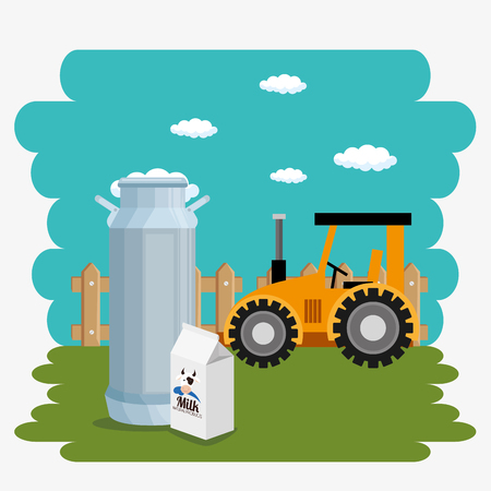 tractor in the farm scene vector illustration designのイラスト素材