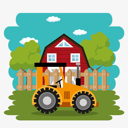 tractor in the farm scene vector illustration designのイラスト素材