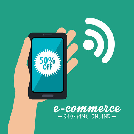 electronic commerce with smartphone vector illustration designのイラスト素材