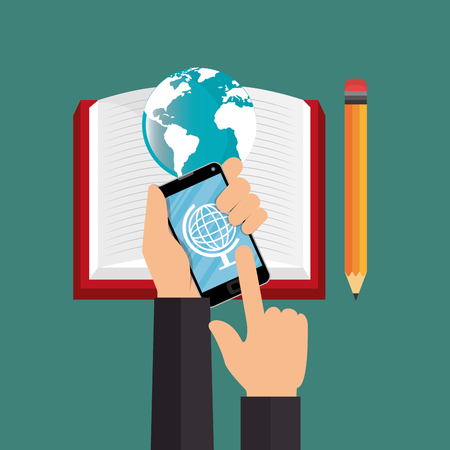 electronic learning with smartphone vector illustration designのイラスト素材