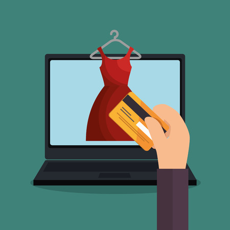 electronic commerce with laptop computer vector illustration designのイラスト素材