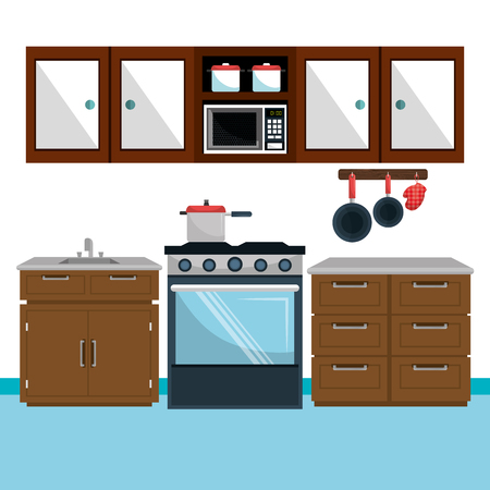 kitchen modern scene icons vector illustration designのイラスト素材