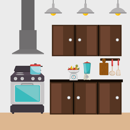 kitchen modern scene icons vector illustration designのイラスト素材
