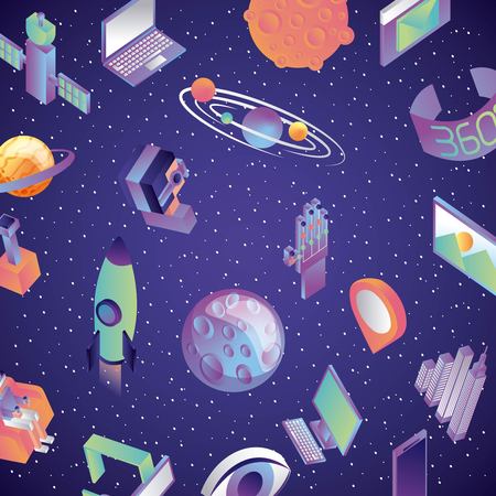 virtual reality technology futurist entertainment vector illustrationのイラスト素材