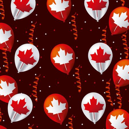 canada day dotted background many serpentines balloons leave maple celebration vector illustrationのイラスト素材