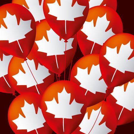 canada day many balloons leave maple flag background important date vector illustrationのイラスト素材