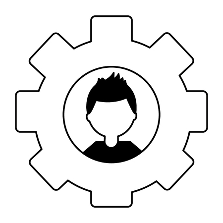 gear machine with head man isolated icon vector illustration designのイラスト素材