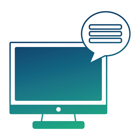 monitor computer with speech bubble isolated icon vector illustration designのイラスト素材