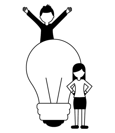 light bulb with young people isolated icon vector illustration designのイラスト素材