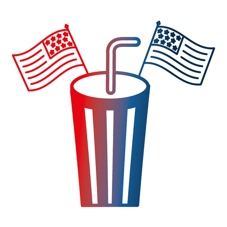 paper cup soda with usa flags celebration vector illustration gradient designのイラスト素材