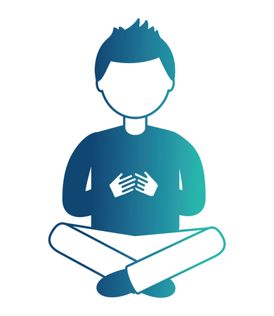 man character sitting with crossed legs vector illustration neon designのイラスト素材