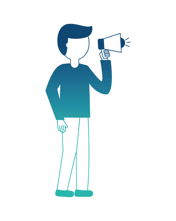 businessman holding megaphone advertising work vector illustration neon designのイラスト素材