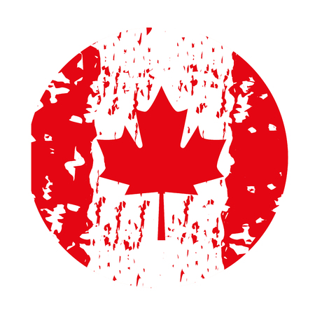 round canadian flag grunge texture vector illustrationのイラスト素材