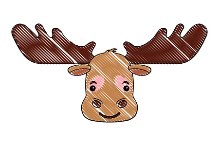 head wild reindeer animal icon vector illustration designのイラスト素材