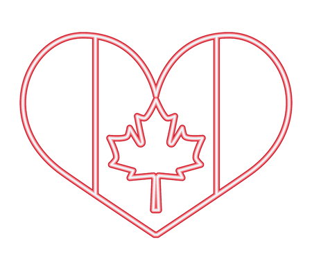 neon canada day flag in heart fireworks celebration vector illustrationのイラスト素材