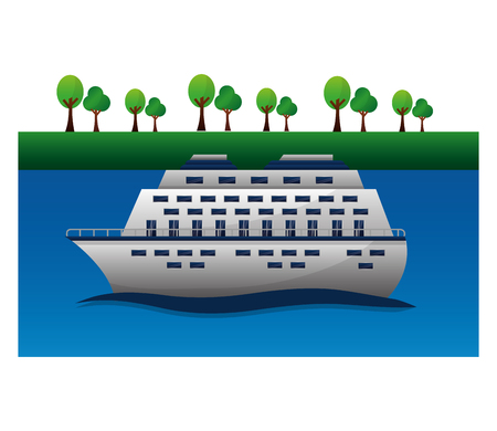 travel cruise ship world vacation vector illustrationのイラスト素材