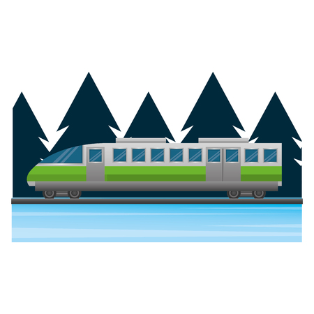 travel train vacation tourism forest landscape vector illustrationのイラスト素材