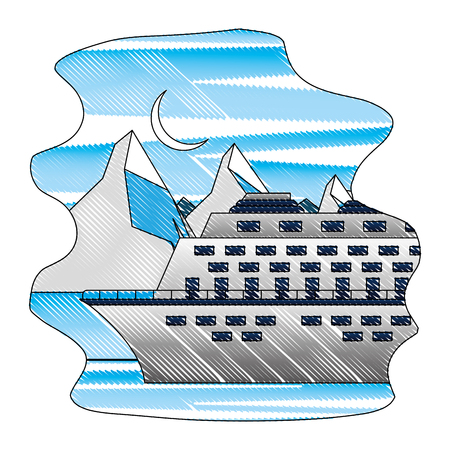 cruice ship with landscape snowly isolated icon vector illustration designのイラスト素材