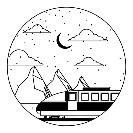 electric fast train with landscape snowly vector illustration designのイラスト素材