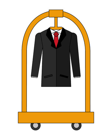 cart hotel with clothes hanging isolated icon vector illustration designのイラスト素材
