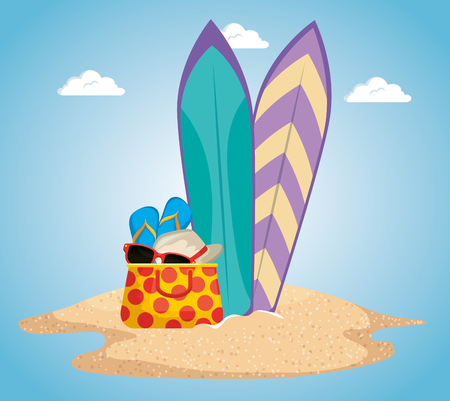 summer holidays beach scene vector illustration designのイラスト素材