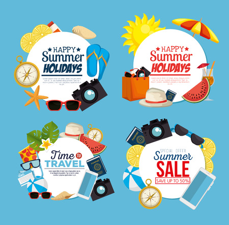 summer sale set icons vector illustration designのイラスト素材