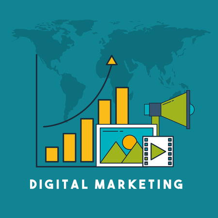 digital marketing video advertising statistic vector illustrationのイラスト素材