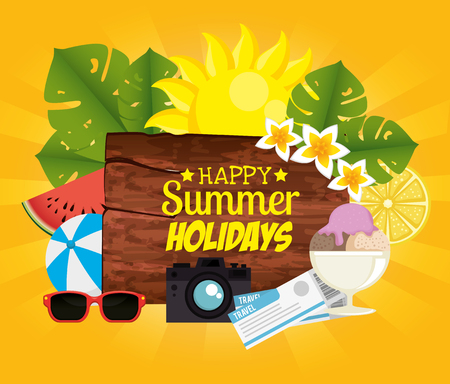 summer holidays set icons vector illustration designのイラスト素材