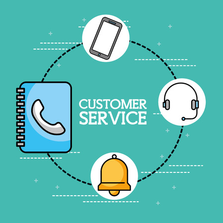 address book headset phone customer service vector illustrationのイラスト素材