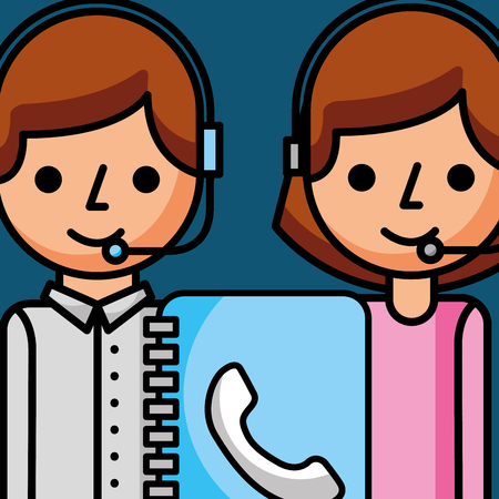 people staff working address book customer service vector illustrationのイラスト素材