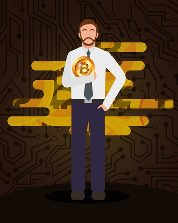 businessman with bitcoin virtual currency vector illustrationのイラスト素材
