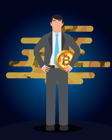 businessman with bitcoin virtual currency vector illustrationのイラスト素材