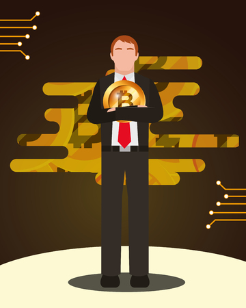 businessman with bitcoin virtual currency vector illustrationのイラスト素材