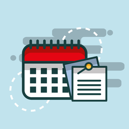 paper notes on calendar reminder planner office vector illustrationのイラスト素材