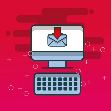 computer keyboard receiving email office vector illustrationのイラスト素材