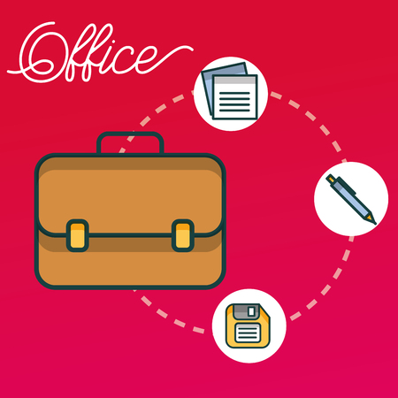 business briefcase floppy pen paper office vector illustrationのイラスト素材