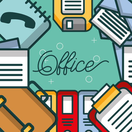 business briefcase binder clipboard phone book floppy office vector illustrationのイラスト素材